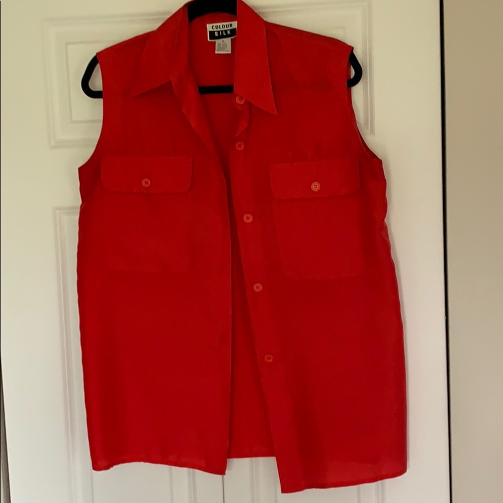 Color Silk 100% Silk Sleeveless Shirt